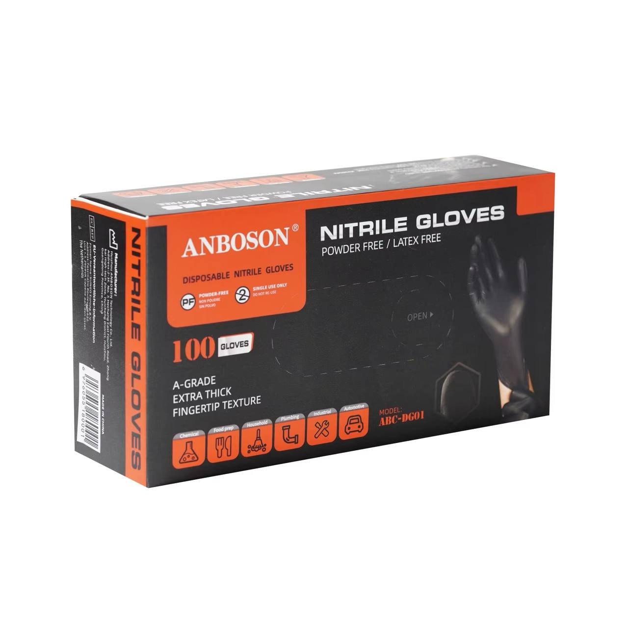 Anboson Nitrile Black Gloves